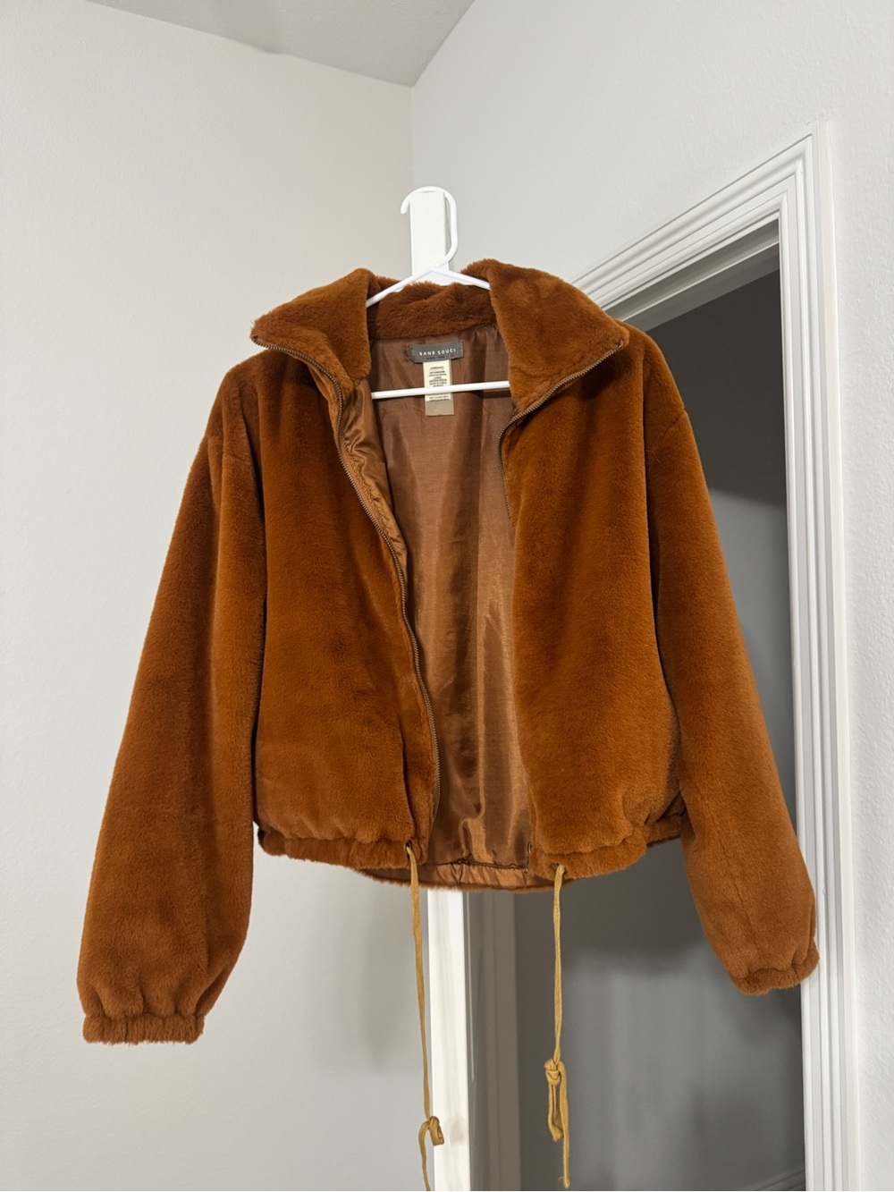 Sans Souci Rust Brown Plush Zip-Front Jacket